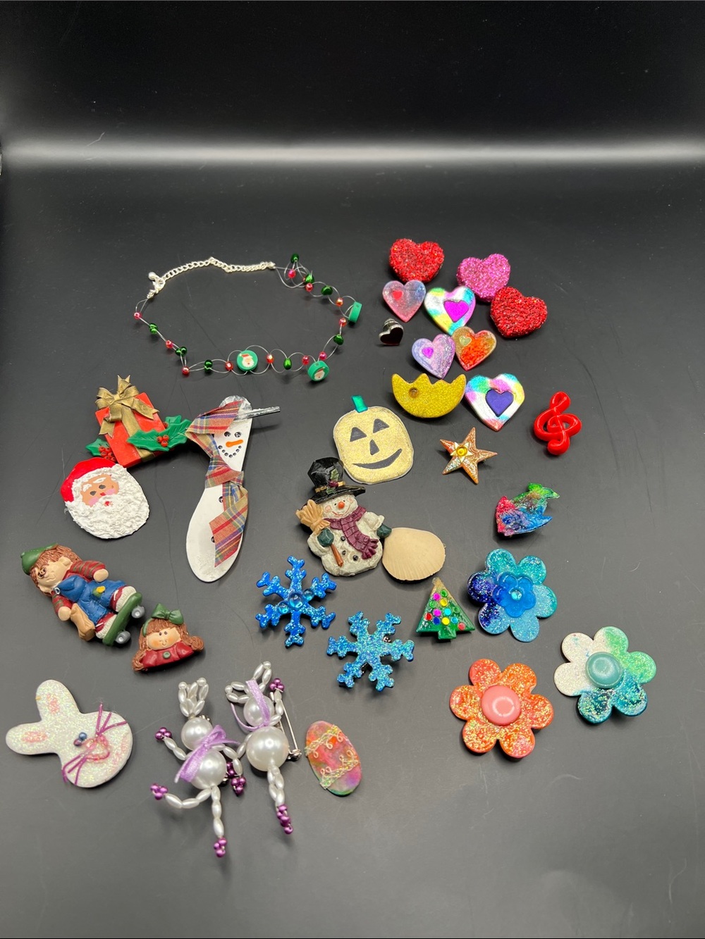 Assorted Holiday Brooches and Necklaces — Handmade.